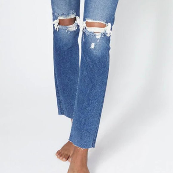 RE/DONE Comfort Stretch Ankle Crop in Dusk Destroy - Picture 2 of 5